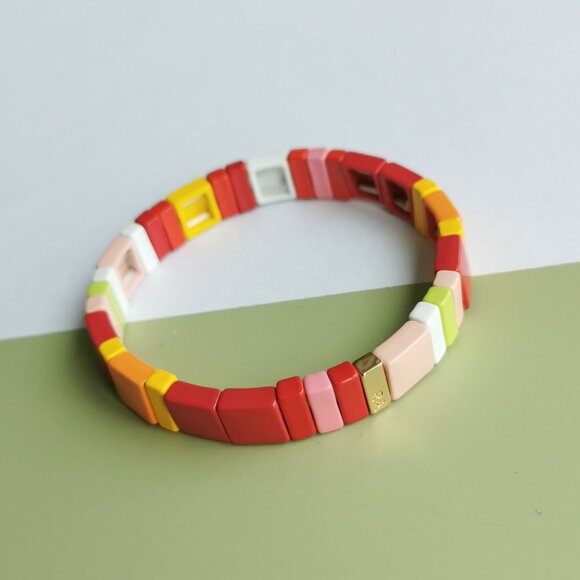 Roxanne Assoulin Rainbow Brite Enamel Stretch Bracelet in Gold - Picture 4 of 4